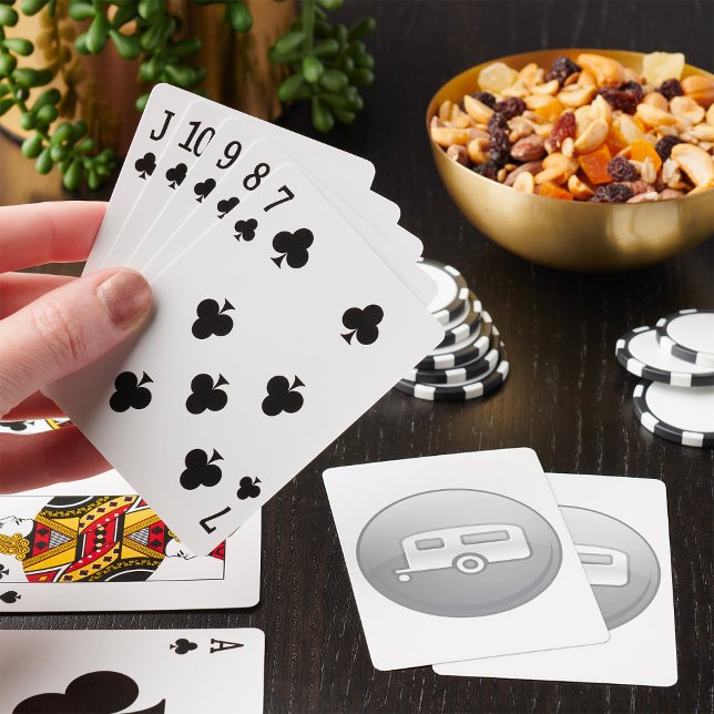 Silver Camper Trailer Icon Minimalist RV Playing Cards (Creator Uploaded)