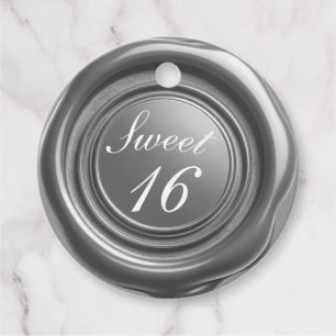 Silver Candle Wax Seal Drip Sweet 16 Wedding Favour Tags
