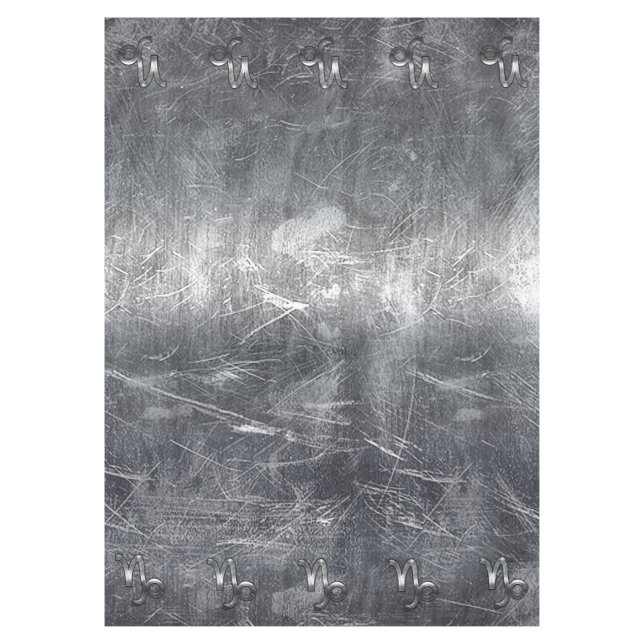 Silver Capricorn Zodiac Symbol Steel Style Tablecloth (Front)