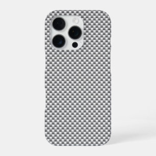 Silver Carbon Fibre Style Decor Print iPhone 16 Pro Case