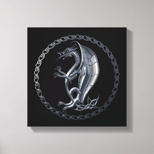 Silver Celtic Dragon Canvas Print