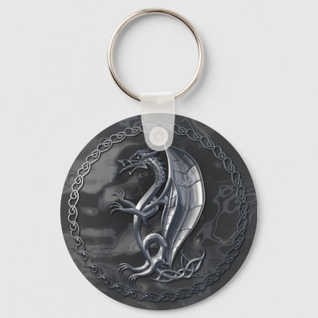 Silver Celtic Dragon Keychain (Front)