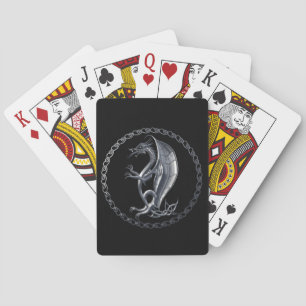Silver Celtic Dragon Playing Cards