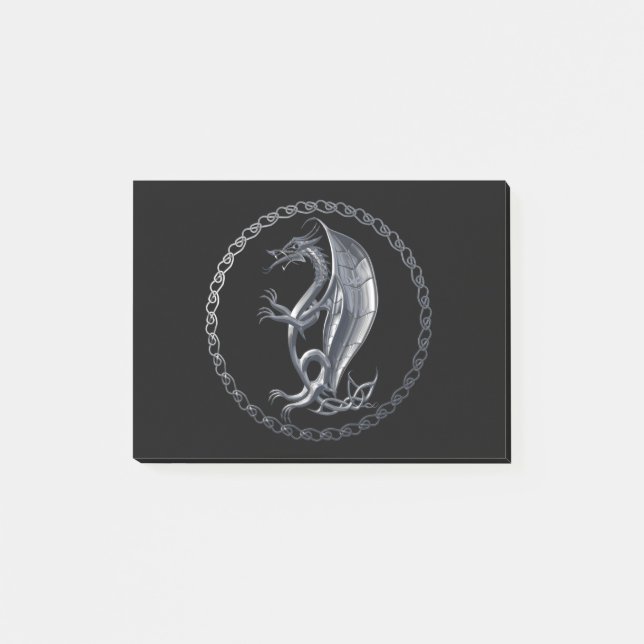 Silver Celtic Dragon Post-it Notes (Front)