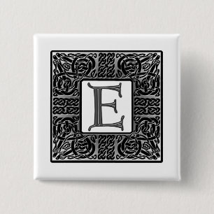 Silver Celtic "E" Monogram 15 Cm Square Badge