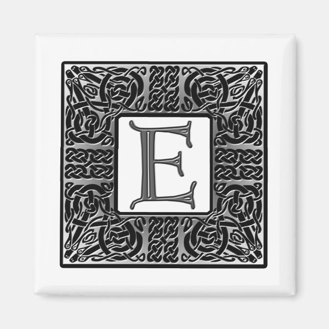 Silver Celtic "E" Monogram Magnet (Front)