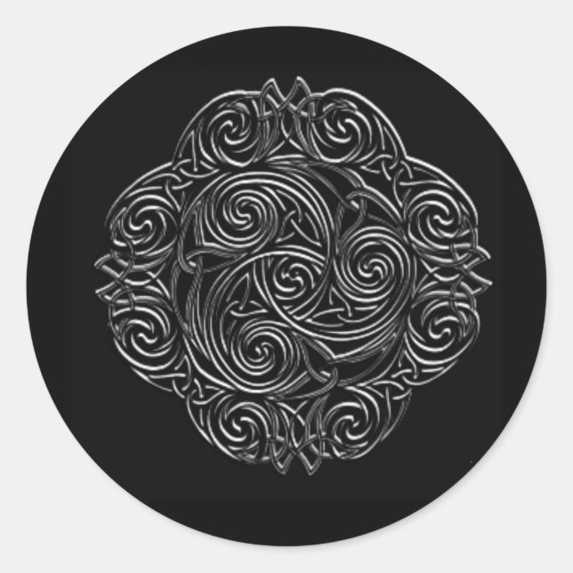 Silver Celtic Emblem Classic Round Sticker (Front)