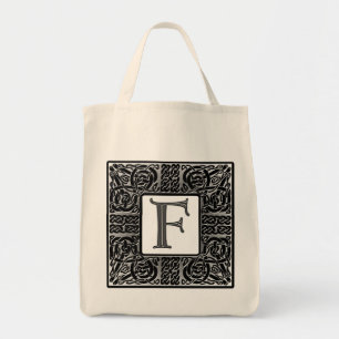 Silver Celtic "F" Monogram Tote Bag