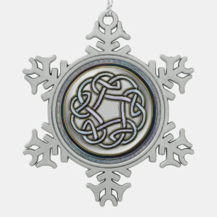 Silver Celtic Knot Snowflake Christmas Ornament