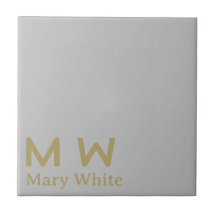 Silver Ceramic Tile Gold Text Coaster