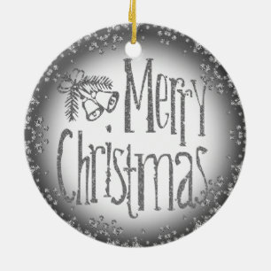 Silver ceramics embellishment with happy Christmas Ceramic Tree Decoration