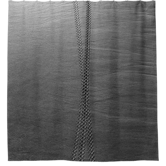 Silver chain link on grey textile shower curtain (Front)