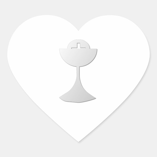 Silver Chalice and Host Heart Sticker (Front)
