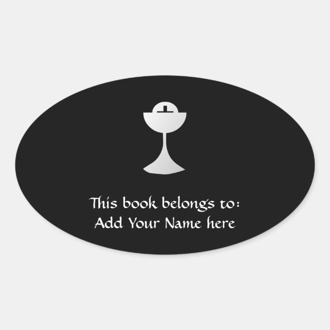 Silver Chalice and Host Oval Sticker (Front)