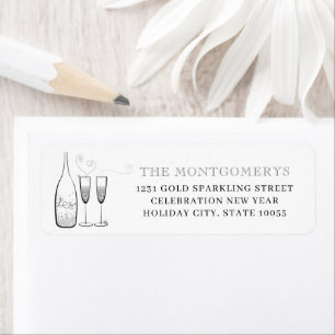 Silver Champagne Cheers Stylish New Year Address