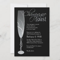 Silver Champagne Toast Invitation