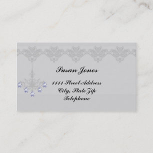 Silver Chandelier Diamond Accent Business Cards