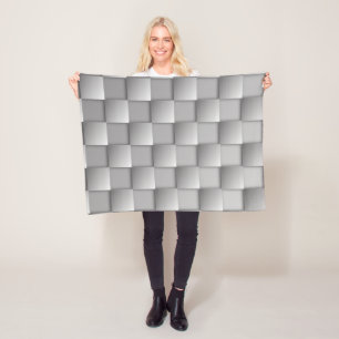 Silver Checkers Fleece Blanket