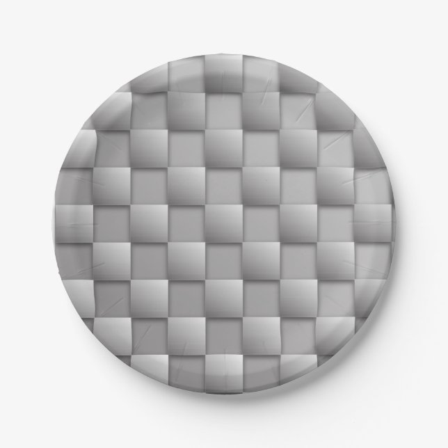 Silver Checkers Paper Plate (Front)