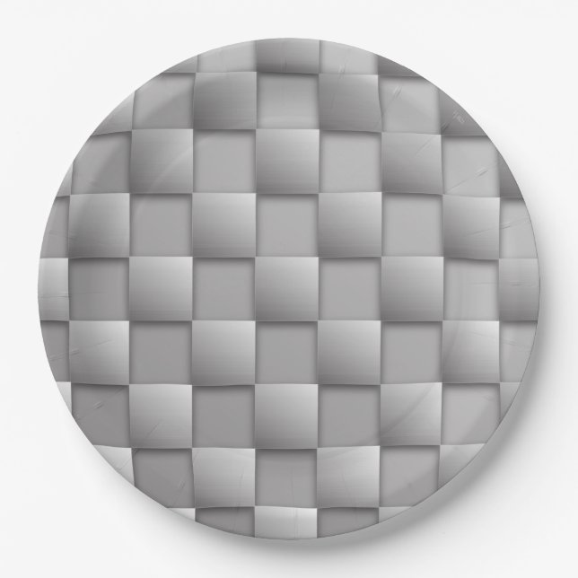Silver Checkers Paper Plate (Front)
