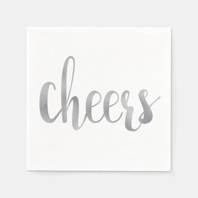 Silver cheers cocktail napkins (Front)
