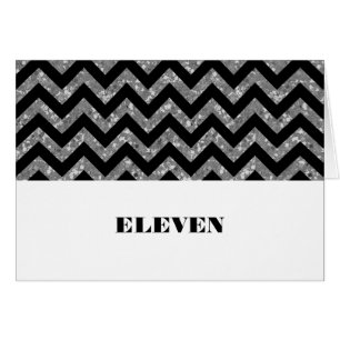 Silver Chevron Glitter Table Card