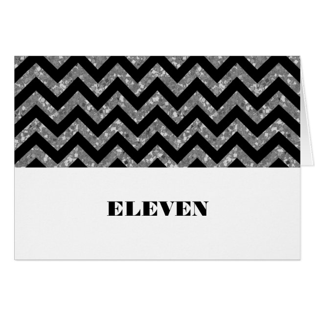Silver Chevron Glitter Table Card (Front Horizontal)