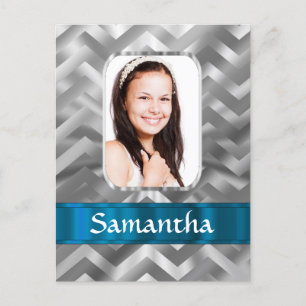 Silver chevron photo template postcard