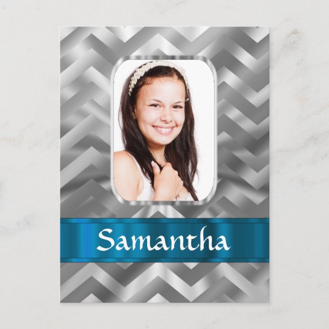 Silver chevron photo template postcard (Front)