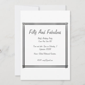 Silver Chic Frame Fifty And Fabulous Birthday Invitation
