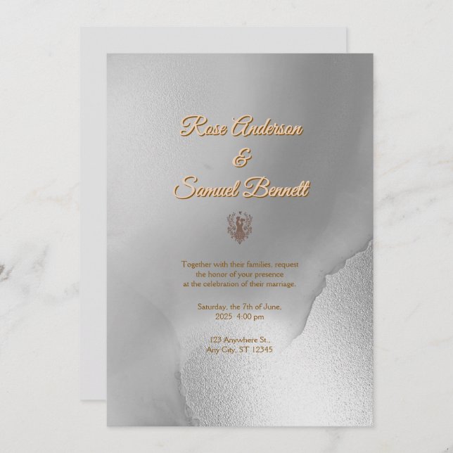 Silver Chic Wedding Invitation (Front/Back)