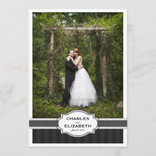 Silver Chic Wedding Thank You Photo Card