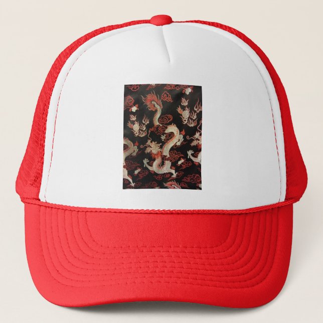 Silver Chinese Dragon Trucker Hat (Front)