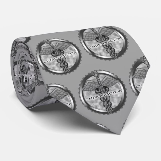 Silver Chiropractor  Tie (Rolled)