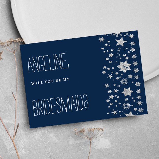 Silver Chirstmas fairy light winter Bridesmaid Invitation (Silver Chirstmas fairy light winter Bridesmaid)