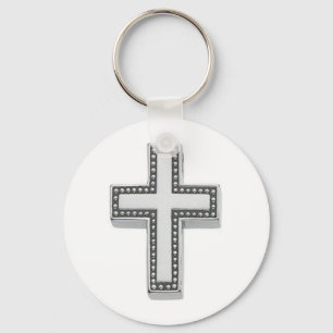 Silver Christian Cross/Easter Key Ring