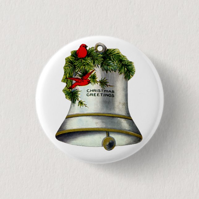 Silver Christmas Bell 3 Cm Round Badge (Front)