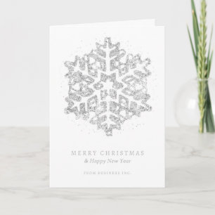 Silver Christmas Glitter Snowflake Corporate  Holiday Card
