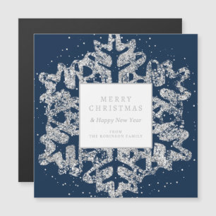 Silver Christmas Glitter Snowflake Corporate Navy