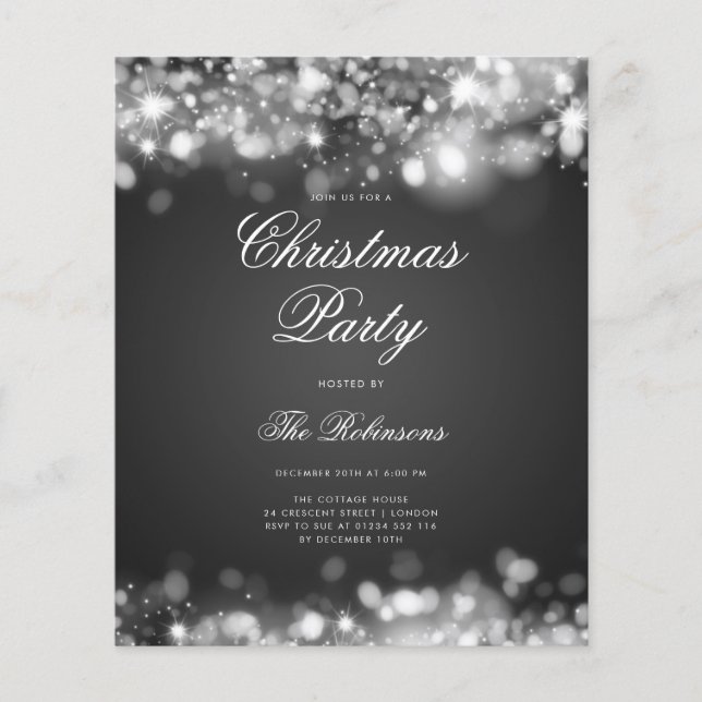 Silver Christmas Lights Invite Program & Menu (Front)