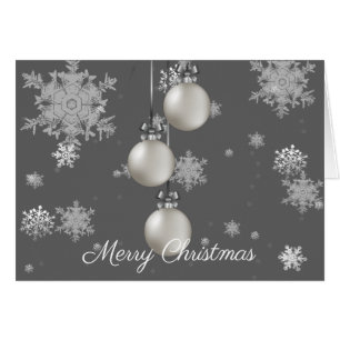 Silver Christmas Ornaments Greeting Card