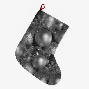 Silver Christmas Ornaments Large Christmas Stocking