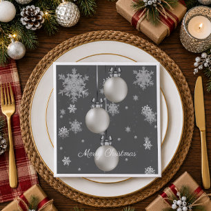 Silver Christmas Ornaments Paper Napkin
