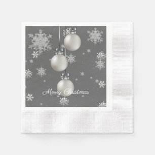 Silver Christmas Ornaments Paper Napkin