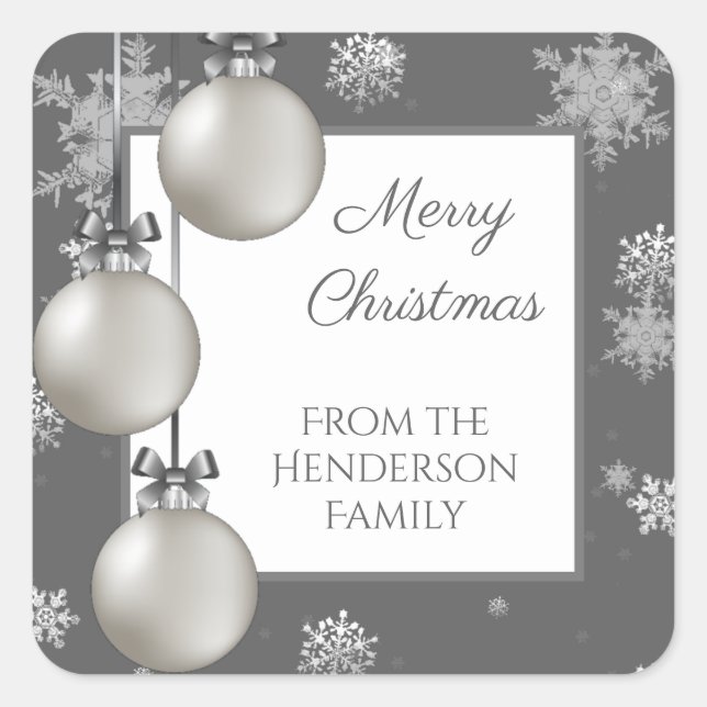 Silver Christmas Ornaments Sticker (Front)
