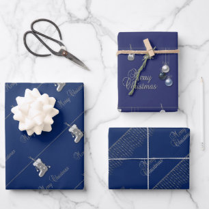 Silver Christmas Ornaments Wrapping Paper Sheet