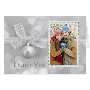 Silver Christmas Photo Wedding Thank You