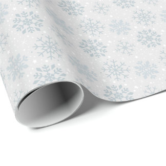 Silver Christmas Snowflake Pattern Wrapping Paper