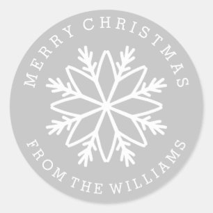 Silver Christmas Snowflake Personalised  colour Classic Round Sticker