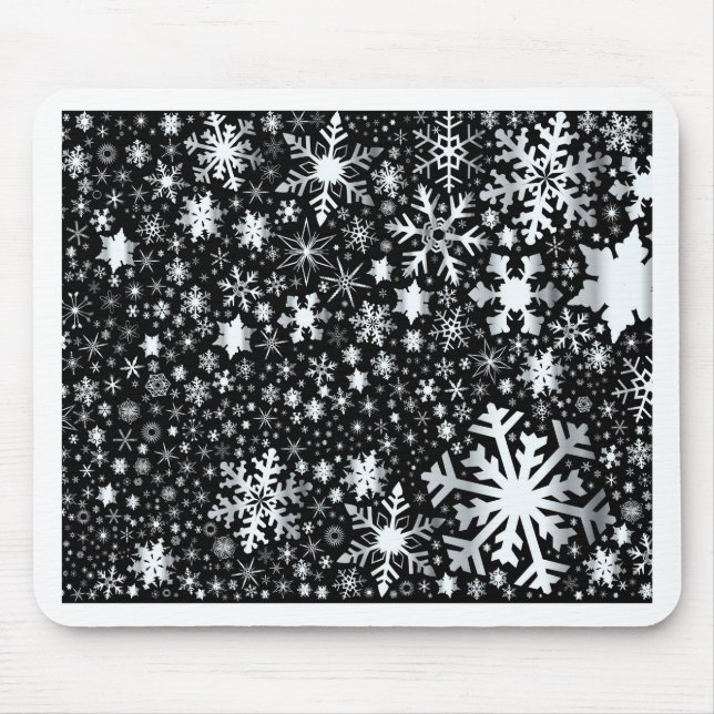 Silver Christmas Snowflakes Mouse Pad (Front)
